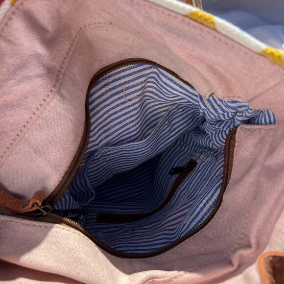 OHLAY Upcycled Canvas Hair-On Genuine Leather Backpack NWT main image 5